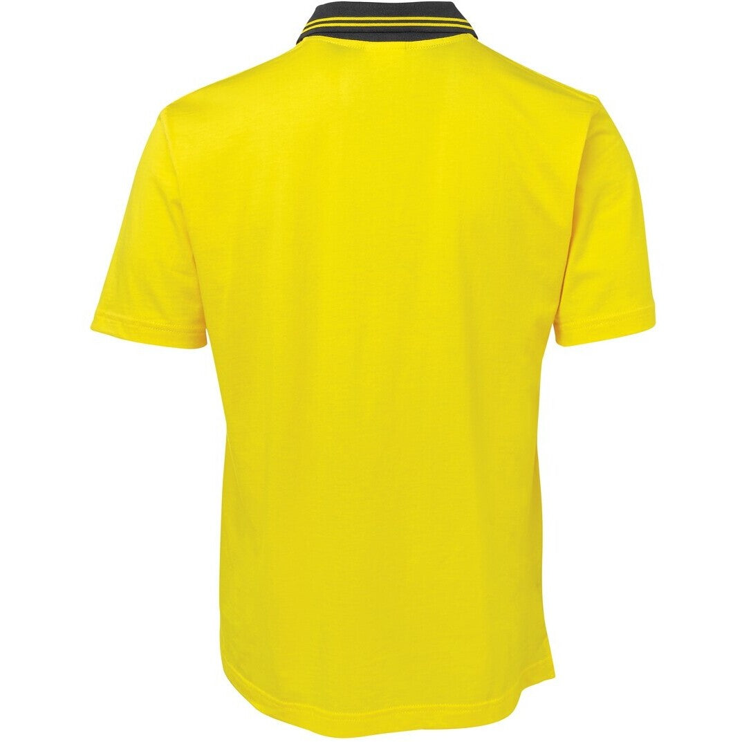 JB's Wear 6CPHV Hi Vis S/S Cotton Polo - Back View | color:Yellow/Black|view:back