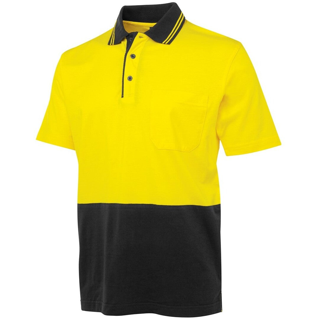 JB's Wear 6CPHV Hi Vis S/S Cotton Polo - Side View | color:Yellow/Black|view:side