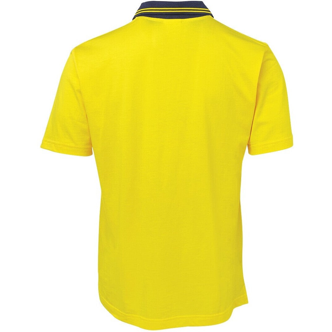 JB's Wear 6CPHV Hi Vis S/S Cotton Polo - Back View | color:Yellow/Navy|view:back