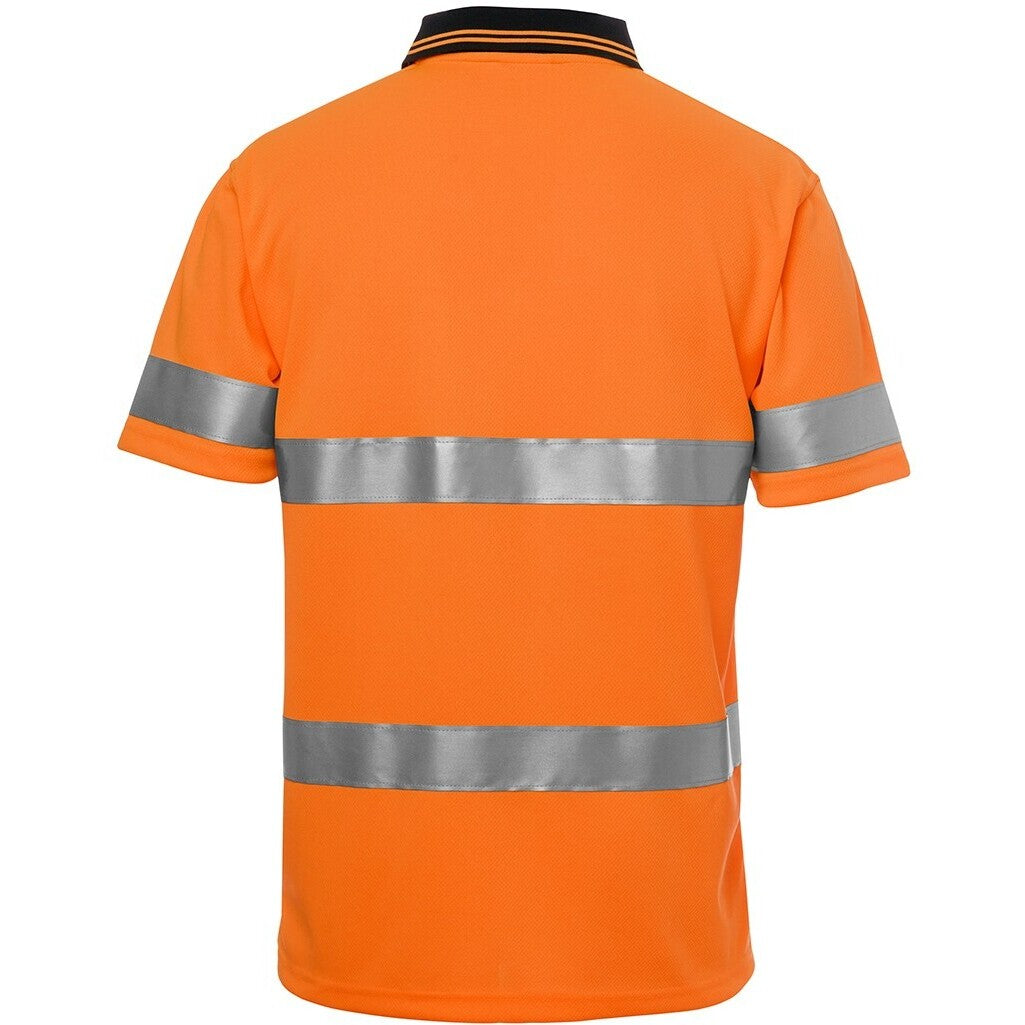 JB's Wear 6HVST Hi Vis S/S (D+N) Traditional Polo - Back View | color:Orange/Navy|view:back