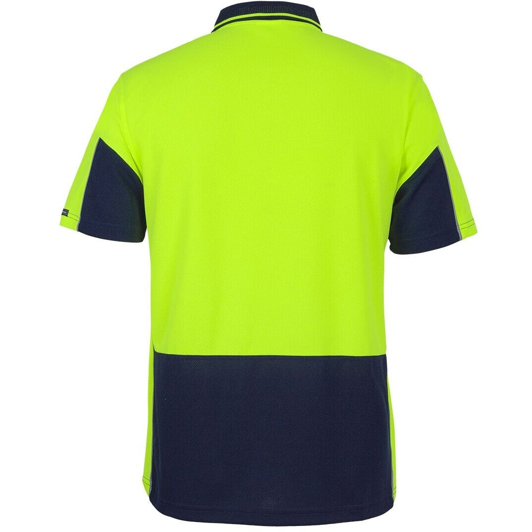 JB's Wear 6HVGS Hi Vis S/S Gap Polo - Back View | color:Lime/Navy|view:back