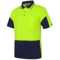 JB's Wear 6HVGS Hi Vis S/S Gap Polo - Side View | color:Lime/Navy|view:side