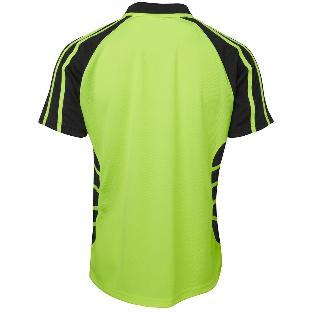 JB's Wear 6HSP Hi Vis S/S Spider Polo - Back View | color:Lime/Black|view:back