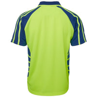 JB's Wear 6HSP Hi Vis S/S Spider Polo - Back View | color:Lime/Royal|view:back