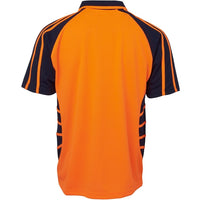 JB's Wear 6HSP Hi Vis S/S Spider Polo - Back View | color:Orange/Navy|view:back