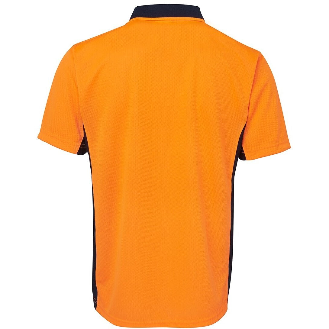 JB's Wear 6SPHS Hi Vis S/S Sport Polo - Back View | color:Orange/Navy|view:back