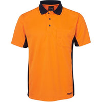 JB's Wear 6SPHS Hi Vis S/S Sport Polo - Front View | color:Orange/Navy|view:front