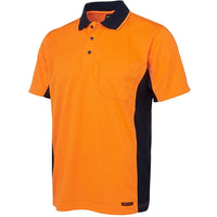 JB's Wear 6SPHS Hi Vis S/S Sport Polo - Side View | color:Orange/Navy|view:side