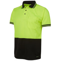 JB's Wear 6HVPS Hi Vis S/S Traditional Polo - Side View | color:Lime/Black|view:side