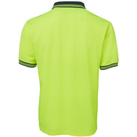 JB's Wear 6HVPS Hi Vis S/S Traditional Polo - Back View | color:Lime/Bottle|view:back