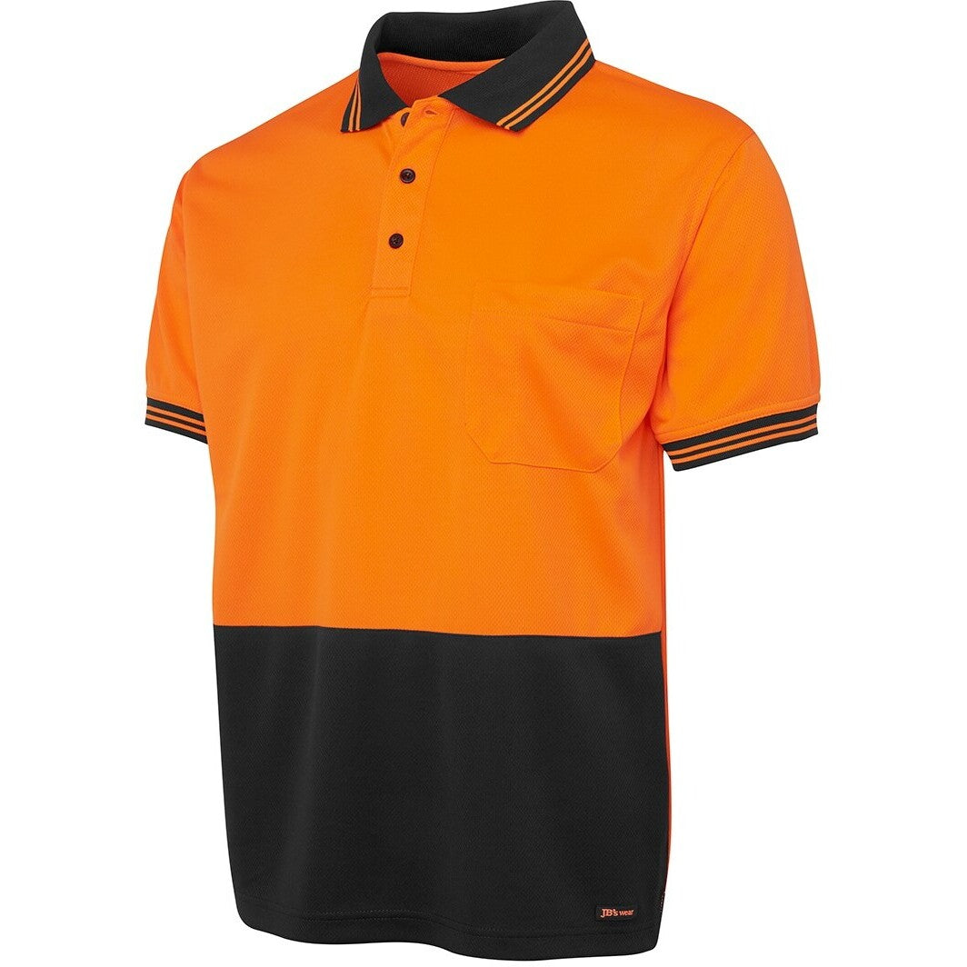JB's Wear 6HVPS Hi Vis S/S Traditional Polo - Side View | color:Orange/Black|view:side