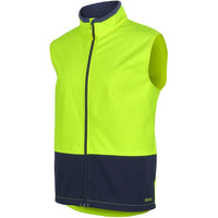 JB's Wear 6HWV Hi Vis Three Layer Softshell Vest - Side View | color:Lime/Navy|view:side