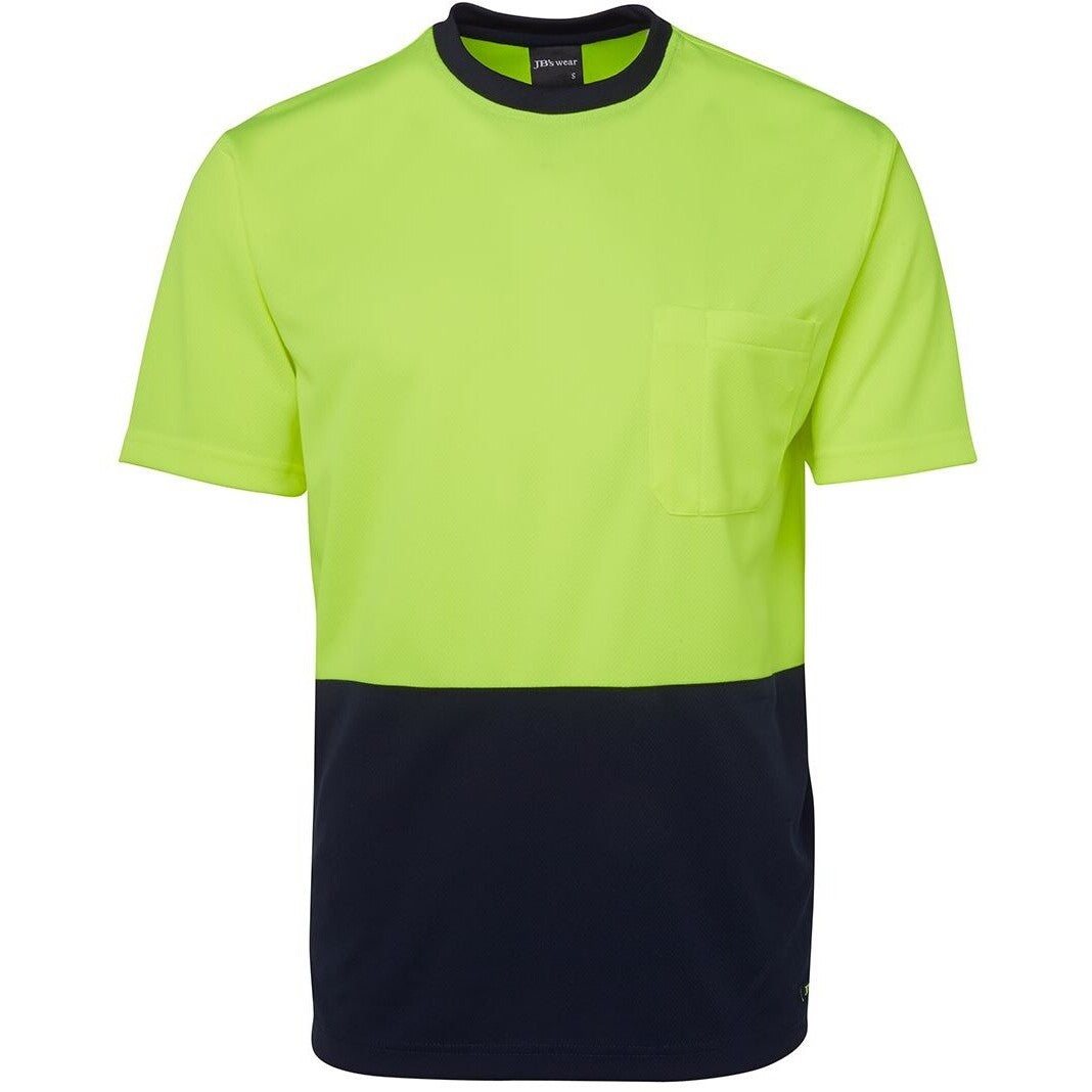 JB's Wear 6HVT Hi Vis Trad T-Shirt - Front View | color:Lime/Navy|view:front