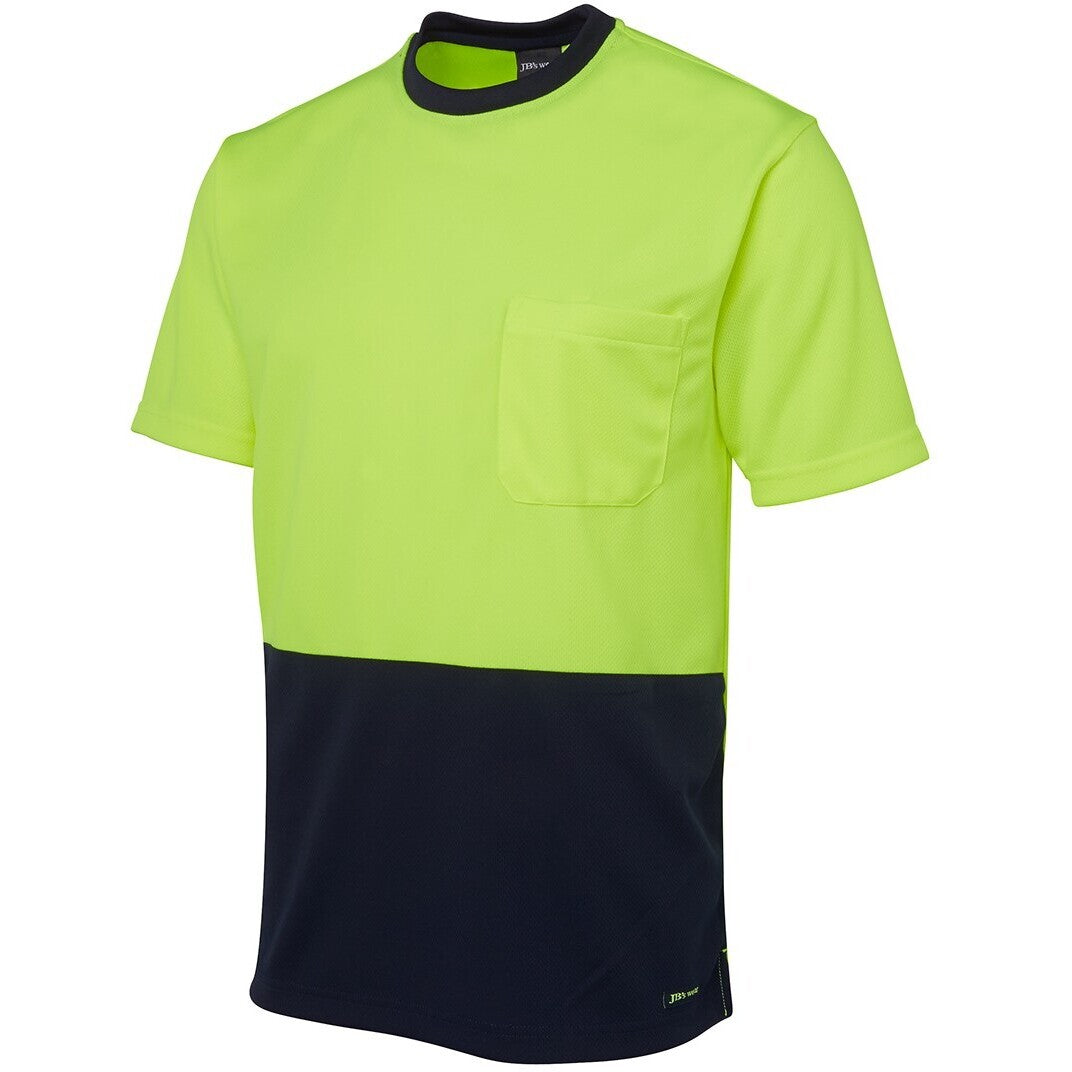 JB's Wear 6HVT Hi Vis Trad T-Shirt - Side View | color:Lime/Navy|view:side