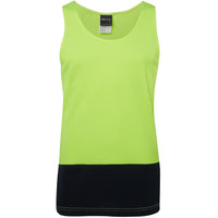 JB's Wear 6HTS Hi Vis Traditional Singlet - Front View | color:Lime/Navy|view:front