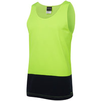 JB's Wear 6HTS Hi Vis Traditional Singlet - Side View | color:Lime/Navy|view:side