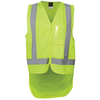 JB's Wear 6DNDV Hi Vis Zip Drop Tail H Pattern (D+N) Vest - Front View | color:Lime|view:front