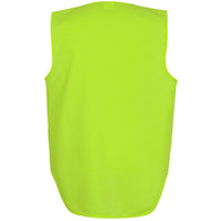 JB's Wear 6HVSW Hi Vis Zip Drop Tail Safety Vest - Back View | color:Lime|view:back