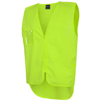 JB's Wear 6HVSW Hi Vis Zip Drop Tail Safety Vest - Side View | color:Lime|view:side
