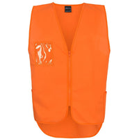 JB's Wear 6HVSW Hi Vis Zip Drop Tail Safety Vest - Front View | color:Orange|view:front