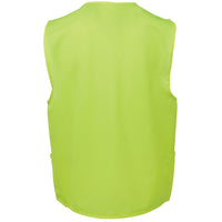 JB's Wear 6HVSZ Hi Vis Zip Safety Vest - Back View | color:Lime|view:back