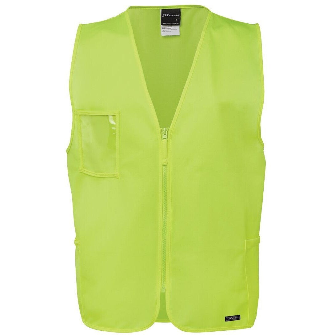JB's Wear 6HVSZ Hi Vis Zip Safety Vest - Front View | color:Lime|view:front