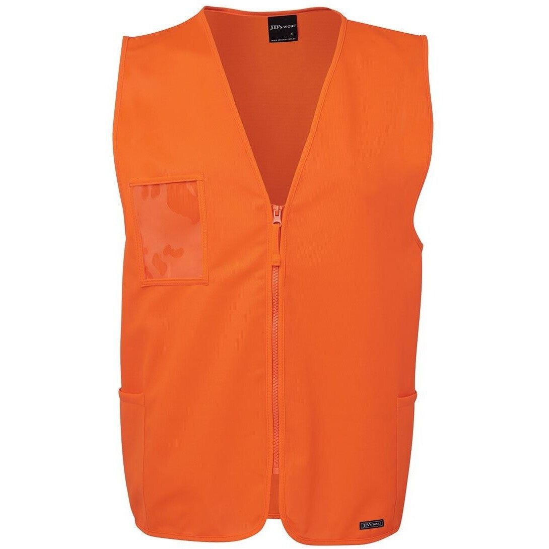 JB's Wear 6HVSZ Hi Vis Zip Safety Vest - Front View | color:Orange|view:front