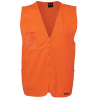 JB's Wear 6HVSZ Hi Vis Zip Safety Vest - Front View | color:Orange|view:front