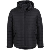 JB's Wear 3AHJ Hooded Puffer Jacket - Front View | color:Black|view:front