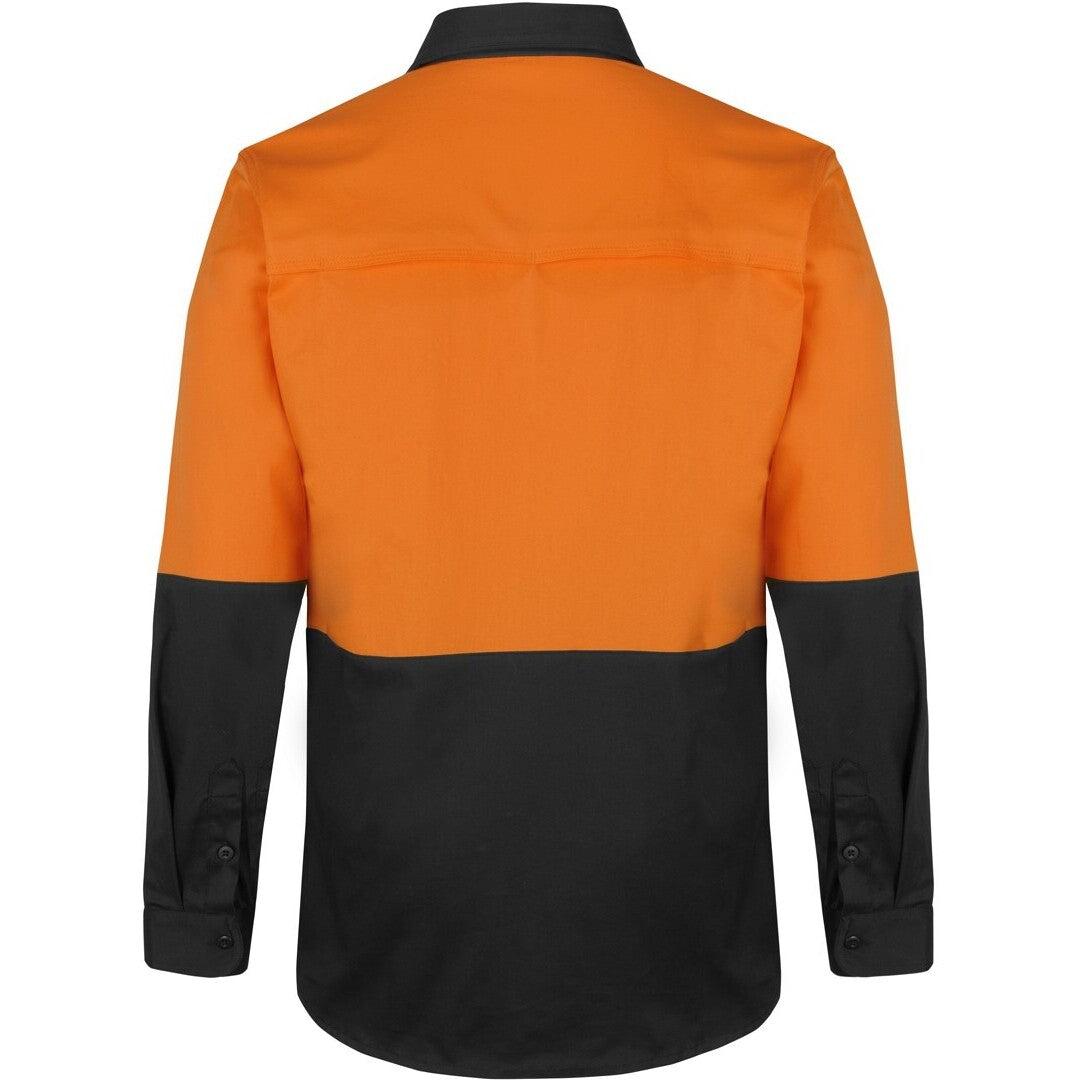 JB's Wear 6HSWL JB'S Hi Vis L/S Stretch Work Shirt - Back View | color:Orange/Black|view:back