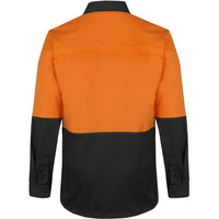 JB's Wear 6HSWL JB'S Hi Vis L/S Stretch Work Shirt - Back View | color:Orange/Black|view:back