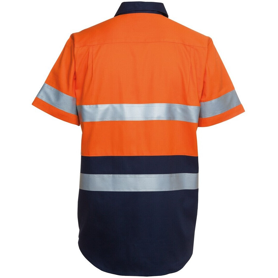 JB's Wear 6HSS JB'S Hi Vis S/S (D+N) 190G Work Shirt - Back View | color:Orange/Navy|view:back