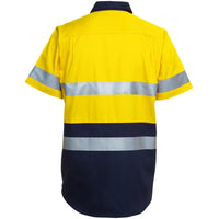 JB's Wear 6HSS JB'S Hi Vis S/S (D+N) 190G Work Shirt - Back View | color:Yellow/Navy|view:back