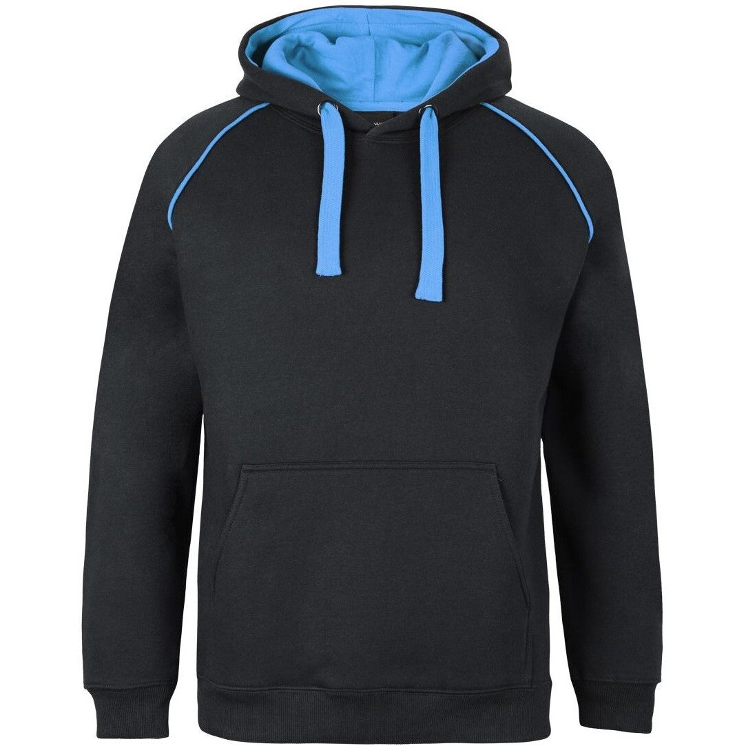 JB's Wear 3CFH Kids & Adults Contrast Fleecy Hoodie - Front View | color:Black/Aqua|view:front