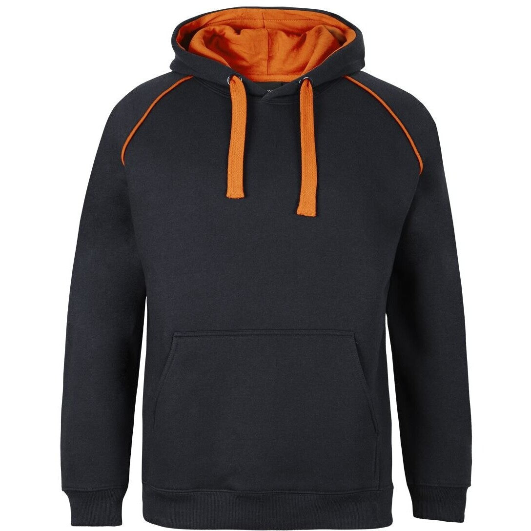 JB's Wear 3CFH Kids & Adults Contrast Fleecy Hoodie - Front View | color:Black/Orange|view:front