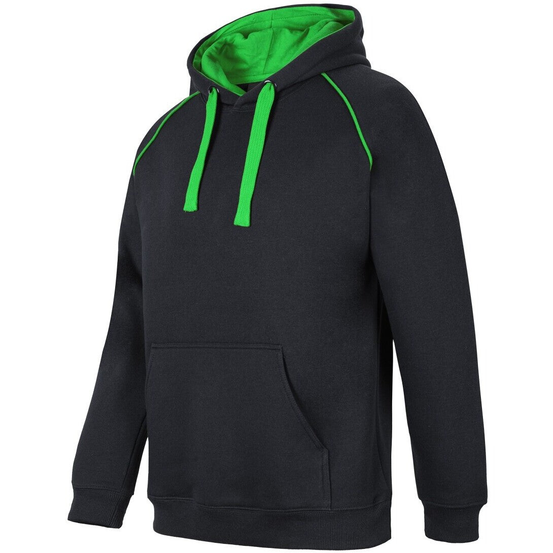 JB's Wear 3CFH Kids & Adults Contrast Fleecy Hoodie - Side View | color:Black/Pea Green|view:side