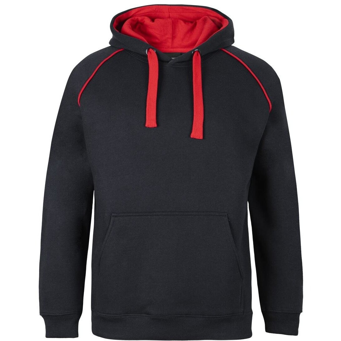 JB's Wear 3CFH Kids & Adults Contrast Fleecy Hoodie - Front View | color:Black/Red|view:front