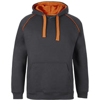 JB's Wear 3CFH Kids & Adults Contrast Fleecy Hoodie - Front View | color:Gunmetal/Orange|view:front