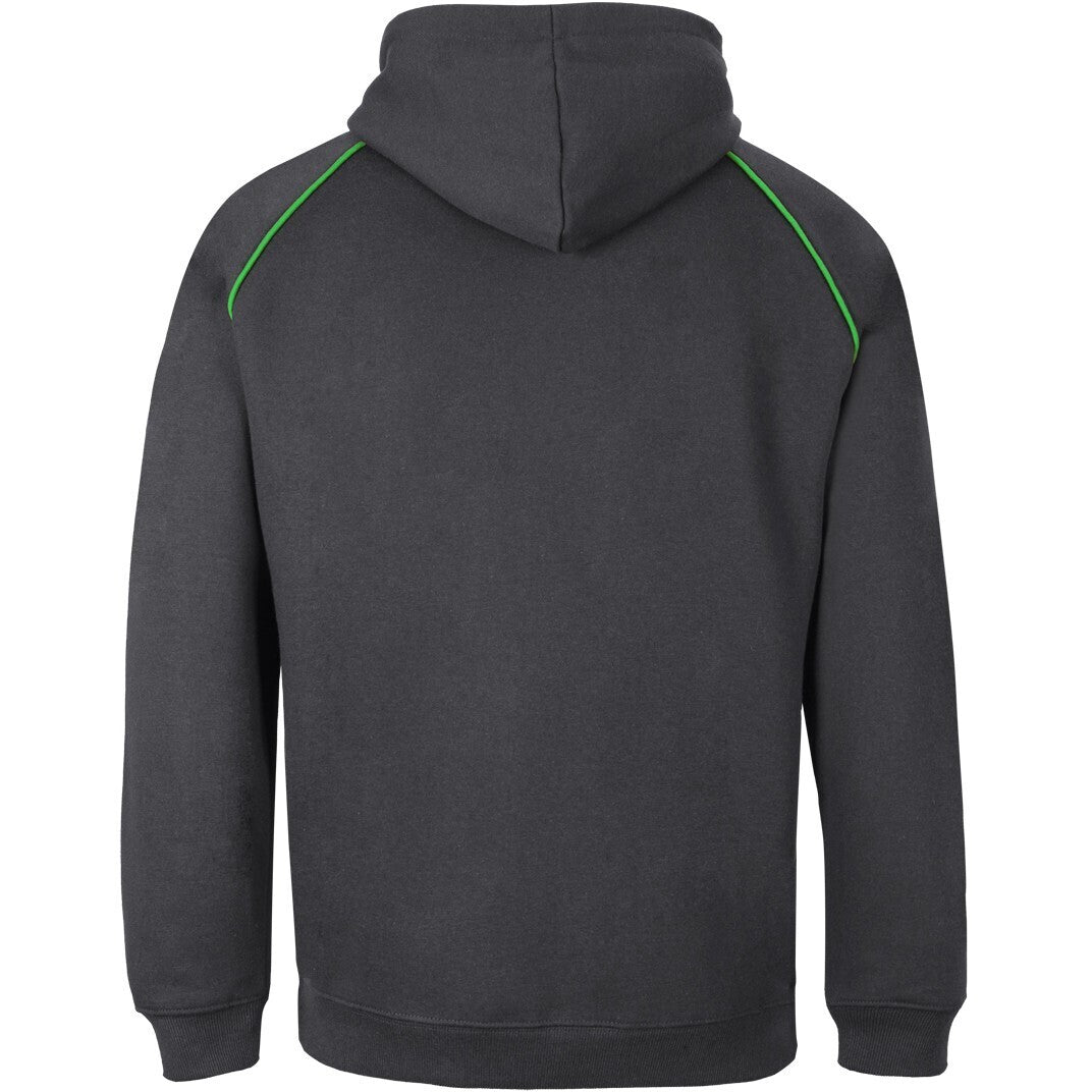 JB's Wear 3CFH Kids & Adults Contrast Fleecy Hoodie - Back View | color:Gunmetal/Pea Green|view:back