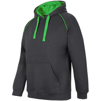 JB's Wear 3CFH Kids & Adults Contrast Fleecy Hoodie - Side View | color:Gunmetal/Pea Green|view:side