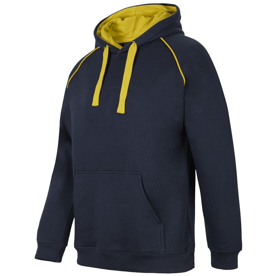 JB's Wear 3CFH Kids & Adults Contrast Fleecy Hoodie - Side View | color:Navy/Gold|view:side