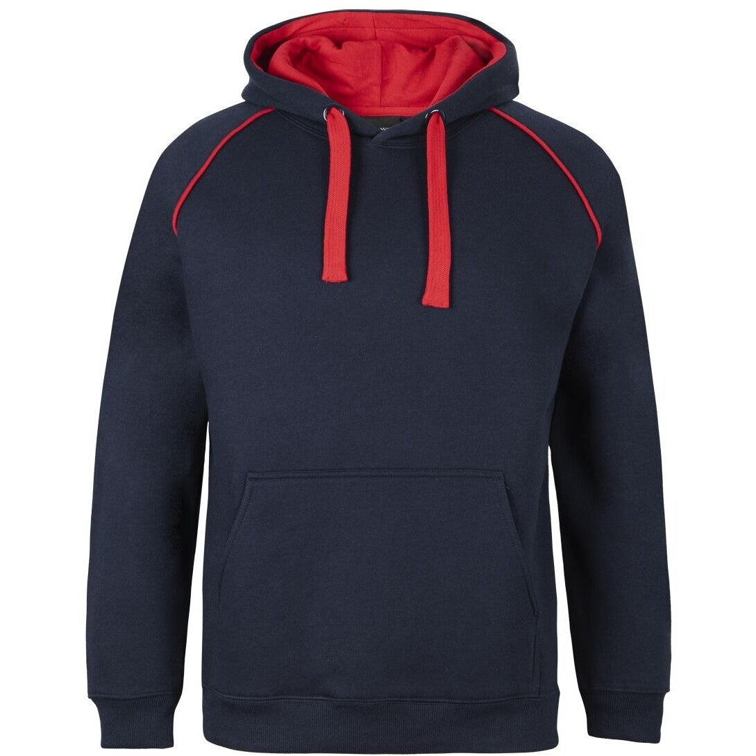 JB's Wear 3CFH Kids & Adults Contrast Fleecy Hoodie - Front View | color:Navy/Red|view:front