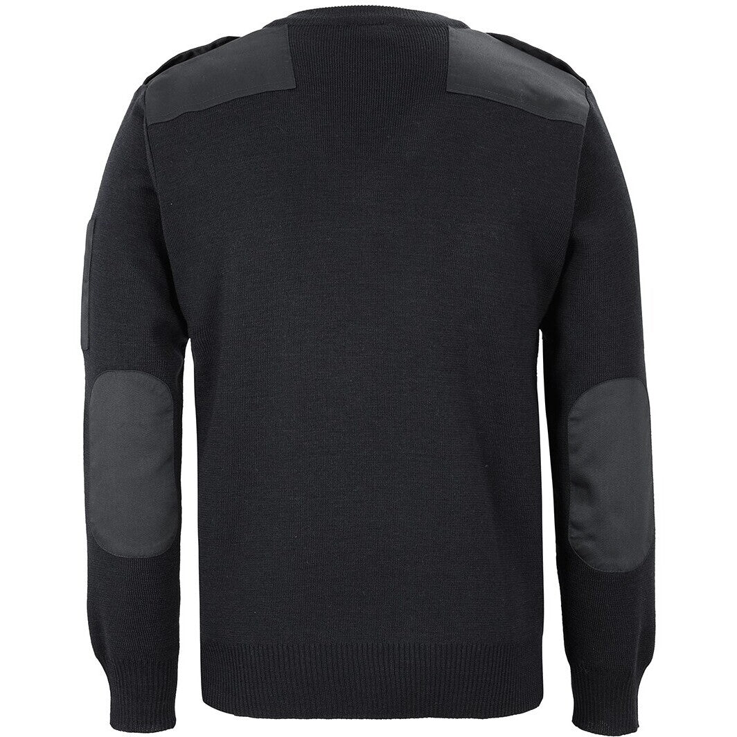 JB's Wear 6EJ Knitted Epaulette Jumper - Back View | color:Black|view:back