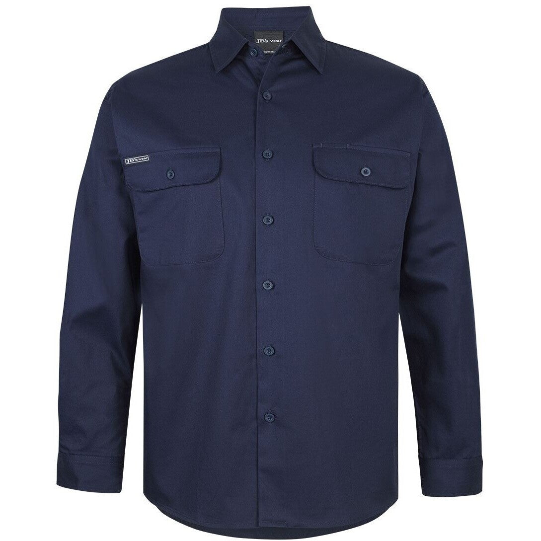 JB's Wear 6WSLL L/S 150G Work Shirt - Front View | color:Navy|view:front