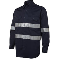JB's Wear 6HDNL L/S 190G Work Shirt With Reflective Tape - Side View | color:Navy|view:side