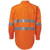 JB's Wear 6HDNL L/S 190G Work Shirt With Reflective Tape - Back View | color:Orange|view:back