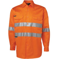 JB's Wear 6HDNL L/S 190G Work Shirt With Reflective Tape - Front View | color:Orange|view:front