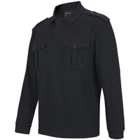 JB's Wear 210EL L/S 250 Epaulette Polo - Side View | color:Black|view:side