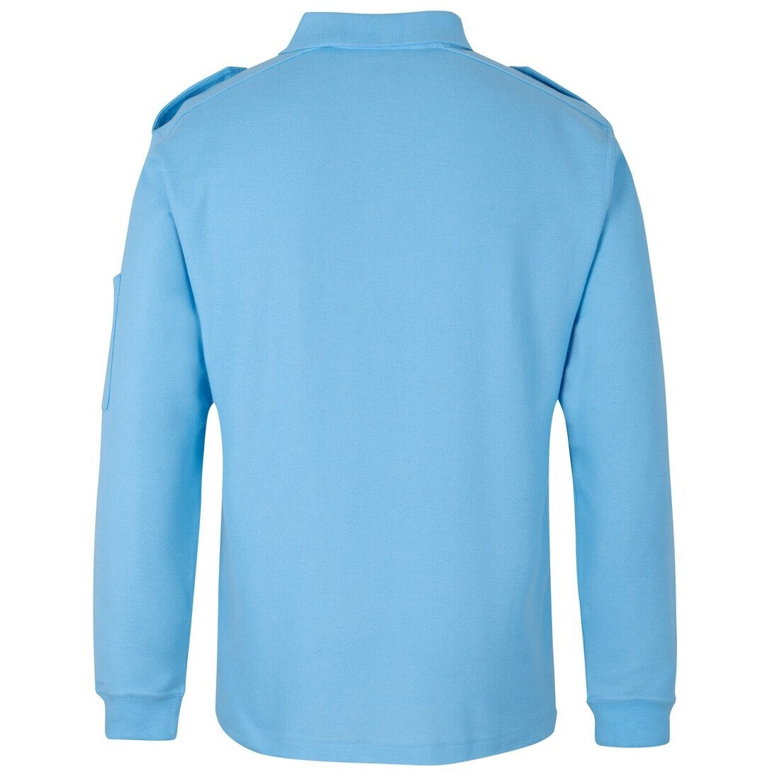 JB's Wear 210EL L/S 250 Epaulette Polo - Back View | color:Lt Blue|view:back
