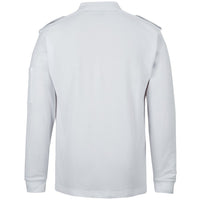 JB's Wear 210EL L/S 250 Epaulette Polo - Back View | color:White|view:back